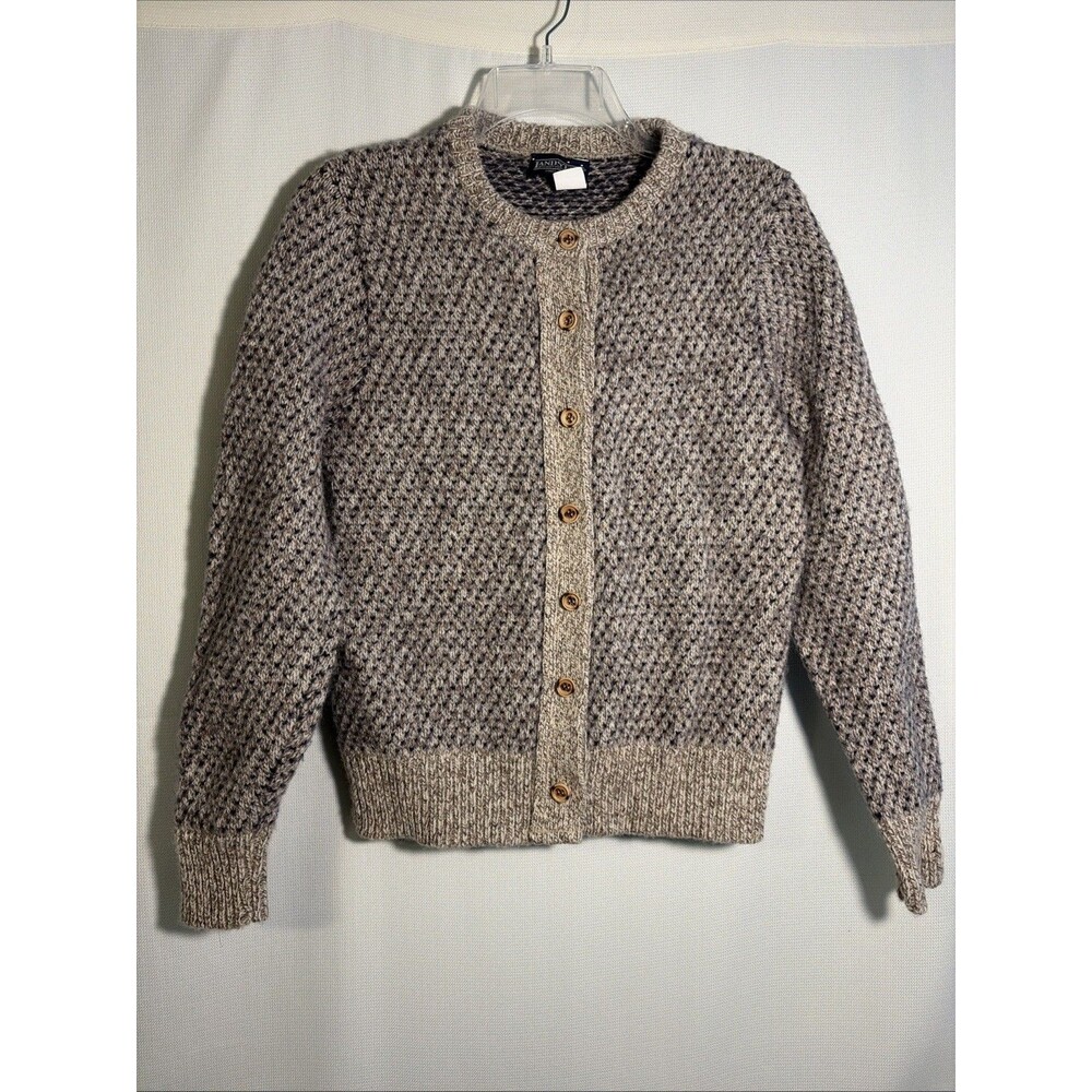 Vintage Lands End Wool Cardigan Women’s XL Wood Buttons Shrunk See Description